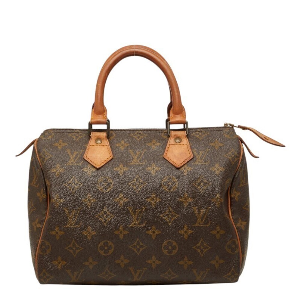 Louis Vuitton Monogram Speedy Handbag Brown Leather